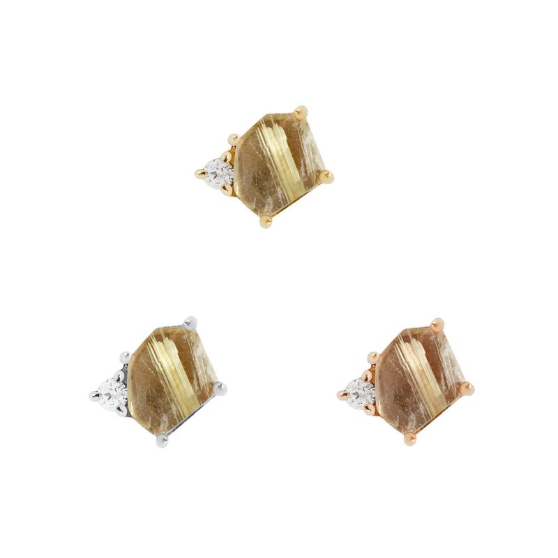 Elicit - Rutilated Quartz + CZ - Threadless End Threadless Ends Buddha Jewelry   
