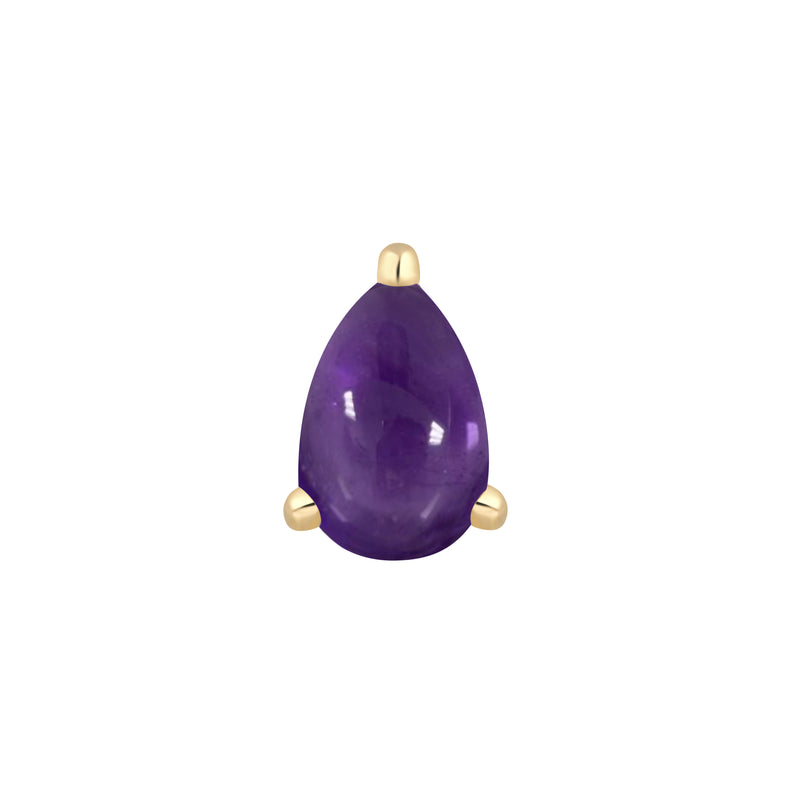 Amethyst Prong Pear - Threadless End Threadless Ends Buddha Jewelry Yellow Gold  