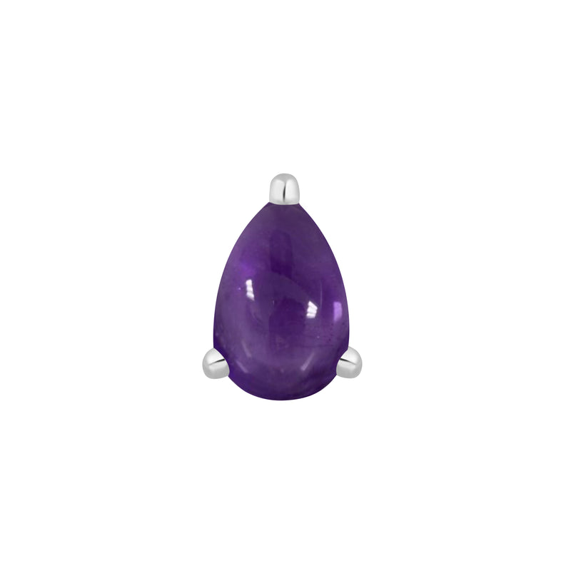 Amethyst Prong Pear - Threadless End Threadless Ends Buddha Jewelry White Gold  