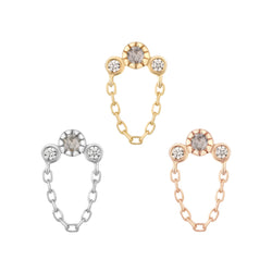 Halston - Grey Diamond + White Sapphire + Chain - Threadless End Threadless Ends Buddha Jewelry   