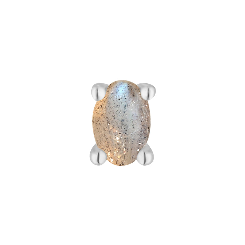 Labradorite Oval - Threadless End Threadless Ends Buddha Jewelry White Gold  