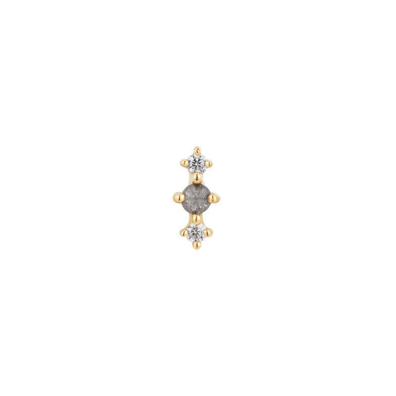 Ghost Flower - Grey Diamond  - Threadless End Threadless Ends Buddha Jewelry Yellow Gold  