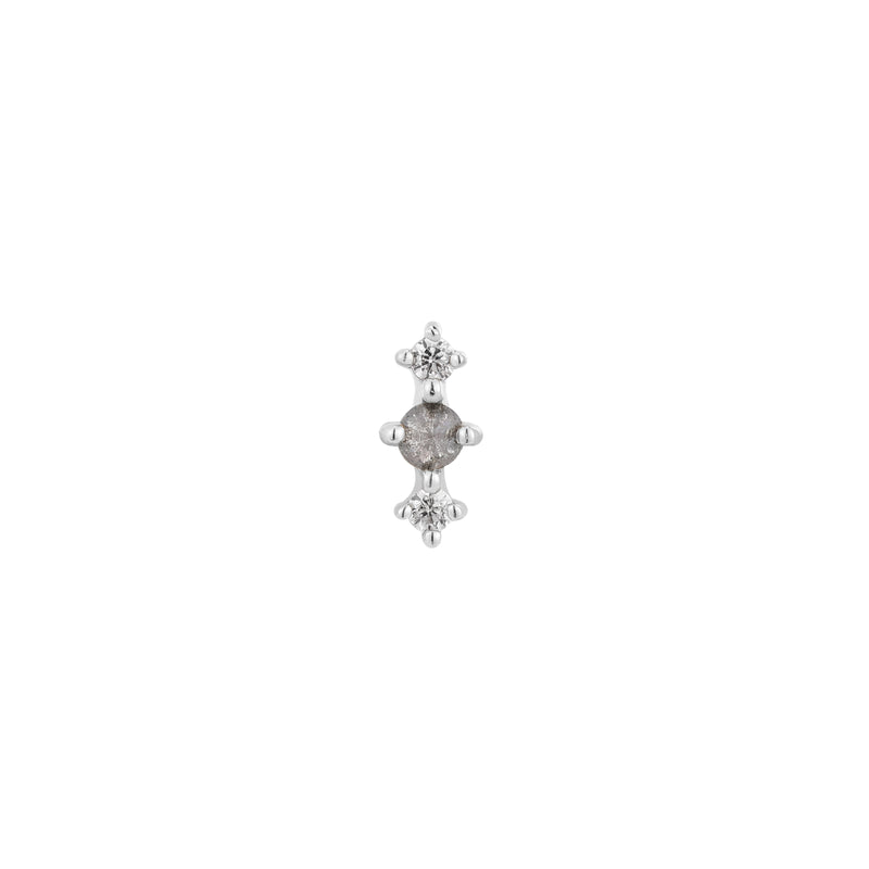 Ghost Flower - Grey Diamond  - Threadless End Threadless Ends Buddha Jewelry White Gold  