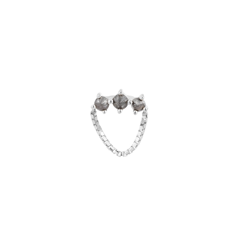 Halston - Reverse Set Grey Diamond - Threadless End Threadless Ends Buddha Jewelry White Gold  