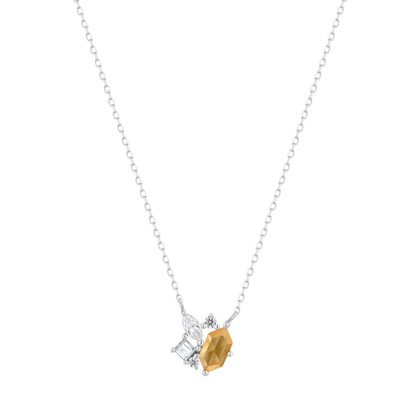 RION x Buddha Jewelry Guerdon Gold Necklace - Rutilated Quartz + White Sapphire Necklace RION x Buddha Jewelry White Gold  
