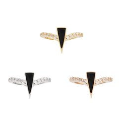 Mikah - Black Spinel + CZ - Solid 14kt Gold Clicker Clicker Buddha Jewelry   