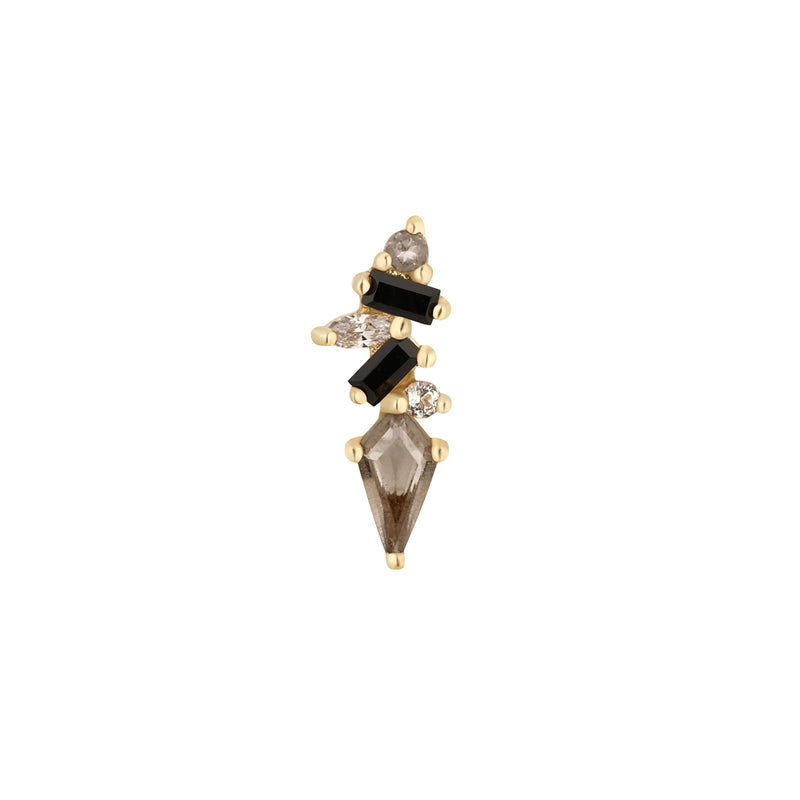Mixt - Smoky Quartz + Black Spinel - Threadless End Threadless Ends Buddha Jewelry Yellow Gold  