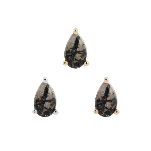 Tourmalated Quartz Pear - Threadless End Threadless Ends Buddha Jewelry   