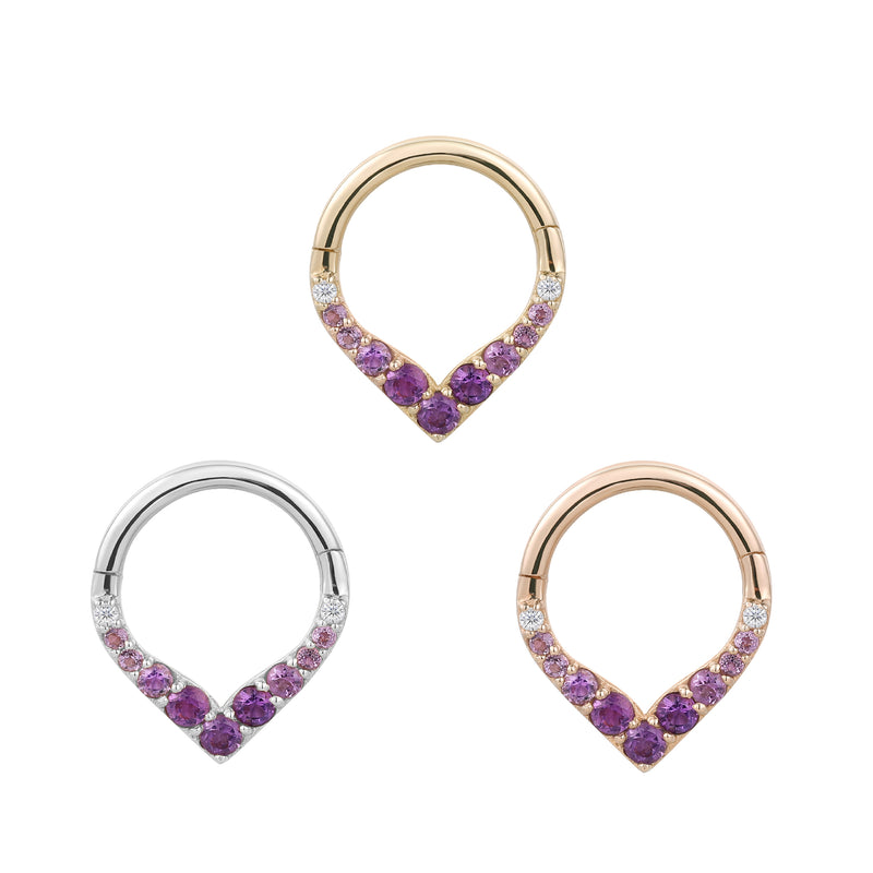 Rise + Shine - Amethyst Ombre - Solid 14kt Gold Clicker Clicker Buddha Jewelry   