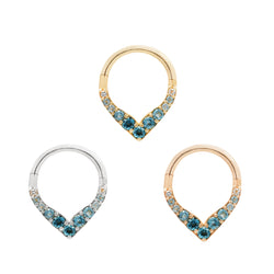 Rise + Shine - Blue Topaz Ombre - Solid 14kt Gold Clicker Clicker Buddha Jewelry   