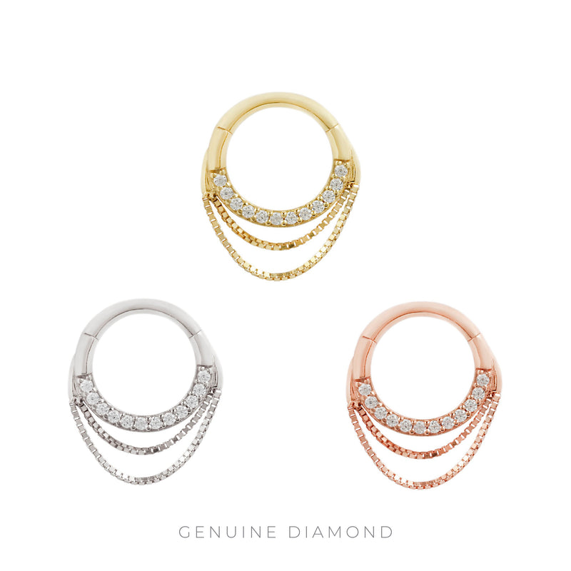 Tempeste - Genuine Diamond Set Solid 14kt Gold Chain Clicker Clicker Buddha Jewelry   