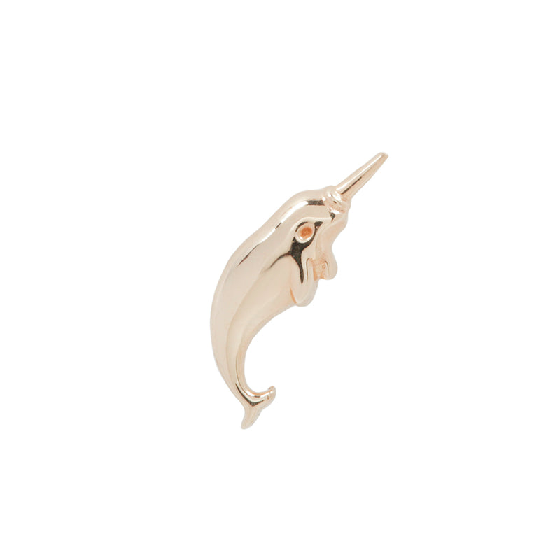 Unicorn of The Sea - Narwhal - Threadless End Threadless Ends Buddha Jewelry Rose Gold Right 