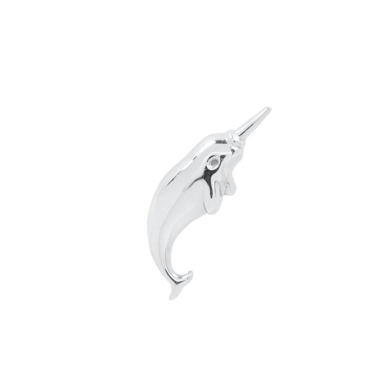 Unicorn of The Sea - Narwhal - Threadless End Threadless Ends Buddha Jewelry White Gold Right 
