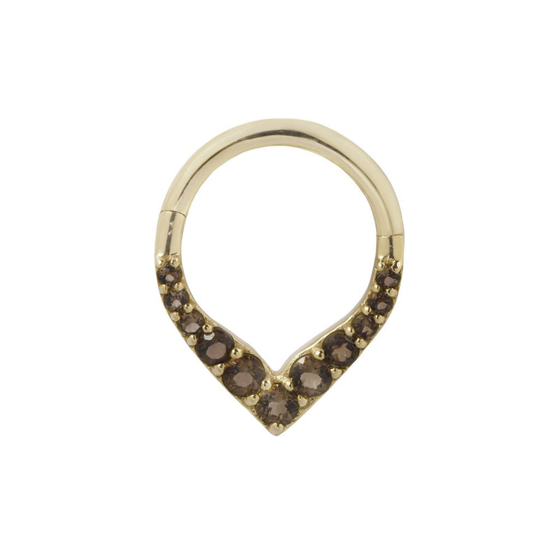 Rise + Shine - Smokey Quartz - Solid 14kt Gold Clicker Clicker Buddha Jewelry Yellow Gold 5/16" 