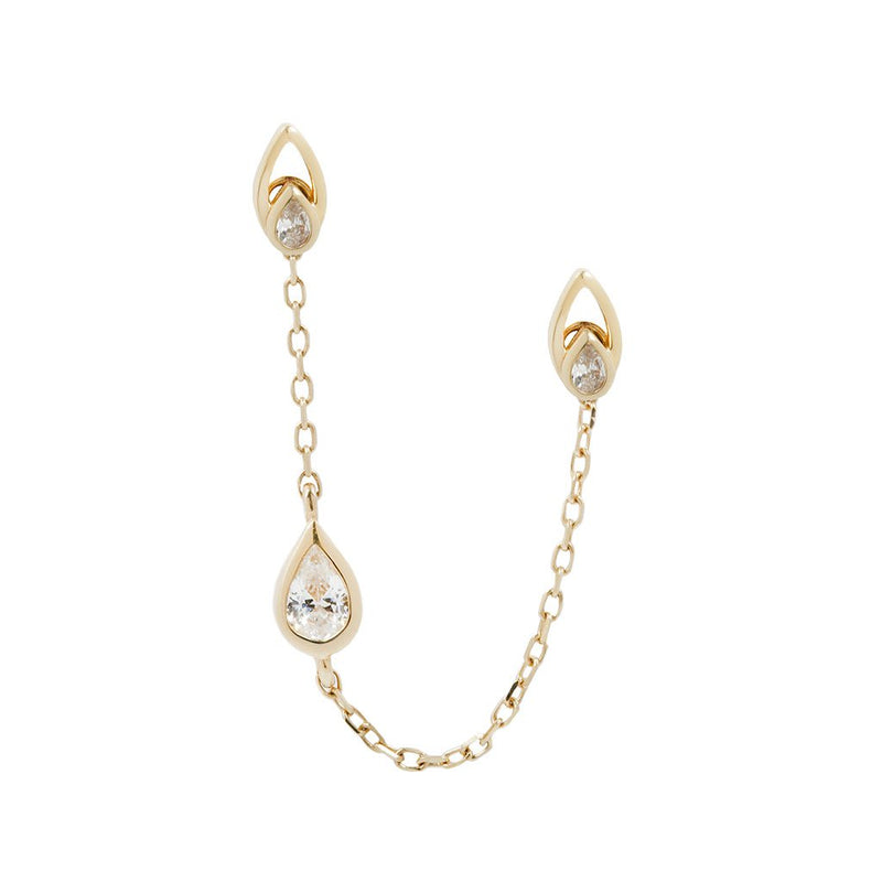 Teardrop CZ Chain - Solid 14kt Gold Chains Buddha Jewelry   