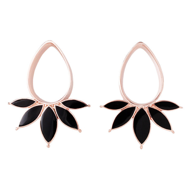 Marquise Eyelets - Rose Gold + Onyx  Buddha Jewelry Wholesale 9/16"  