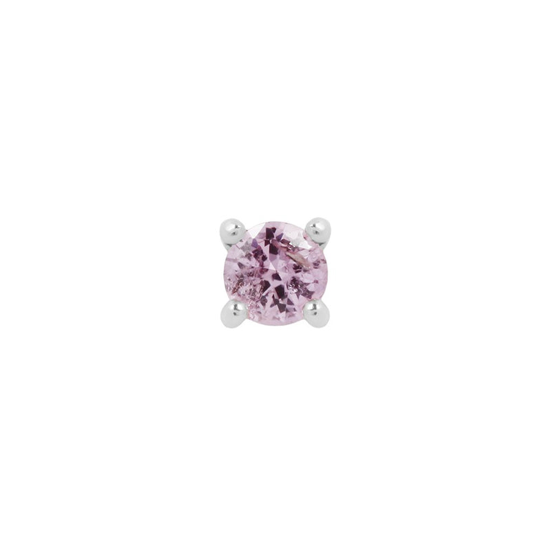 Pink Sapphire Prong - Threadless End Threadless Ends Buddha Jewelry White Gold 2.5mm 