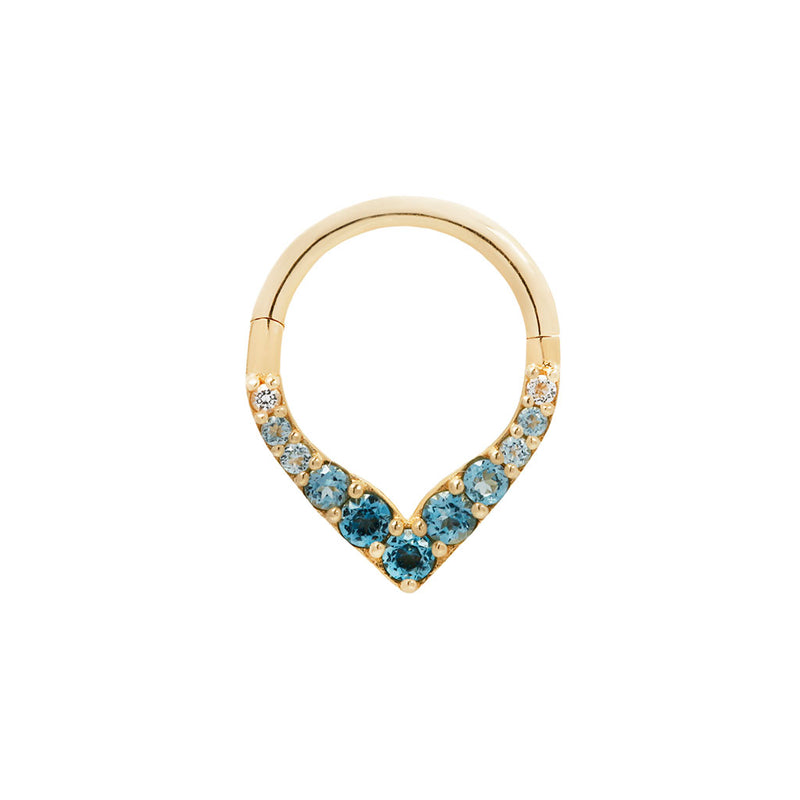 Rise + Shine - Blue Topaz Ombre - Solid 14kt Gold Clicker Clicker Buddha Jewelry Yellow Gold 5/16" 