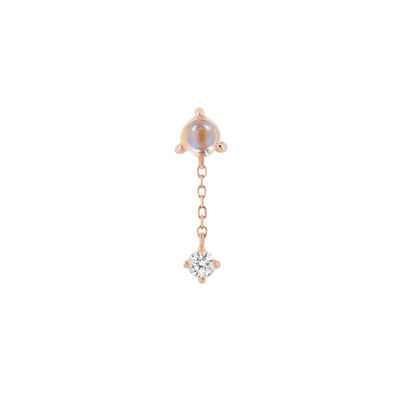 Bianca - Moonstone + White Sapphire - Threadless End with Dangle Threadless Ends Buddha Jewelry Rose Gold  