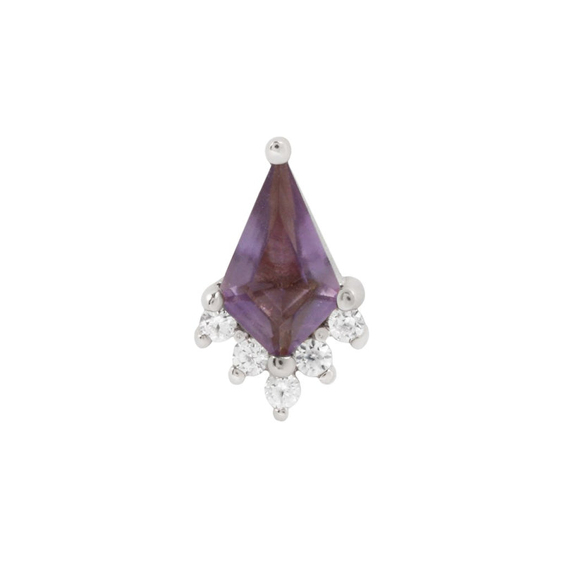 Noble - Amethyst + CZ - Threadless End Threadless Ends Buddha Jewelry White Gold  