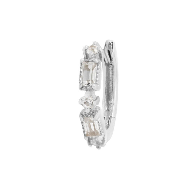 Euphoria - White Sapphire - Solid 14kt Gold Huggie Clicker Buddha Jewelry White Gold 5/16" 