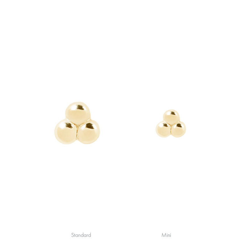 Mini 3 Bead Cluster - Threadless End Threadless Ends Buddha Jewelry Yellow Gold  