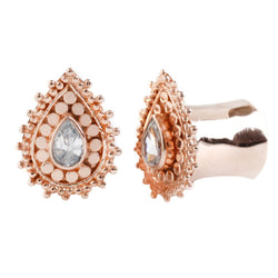 Aja Plugs - Rose Gold + CZ Plugs Buddha Jewelry 8g  