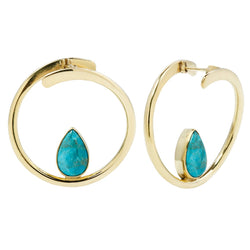 Stay Sexy Earrings - Brass + Turquoise Metal Hanging Earrings Buddha Jewelry   