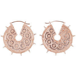 Goddess Earrings - Rose Gold Metal Hanging Earrings Buddha Jewelry 18g  