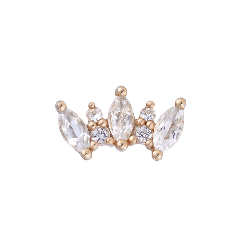 Alice - White Sapphire - Threadless End Threadless Ends Buddha Jewelry Rose Gold  