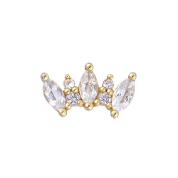 Alice - White Sapphire - Threadless End Threadless Ends Buddha Jewelry Yellow Gold  