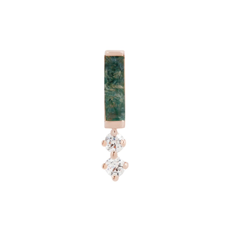 Crave - Moss Agate + CZ - Threadless End Threadless Ends Buddha Jewelry Rose Gold  
