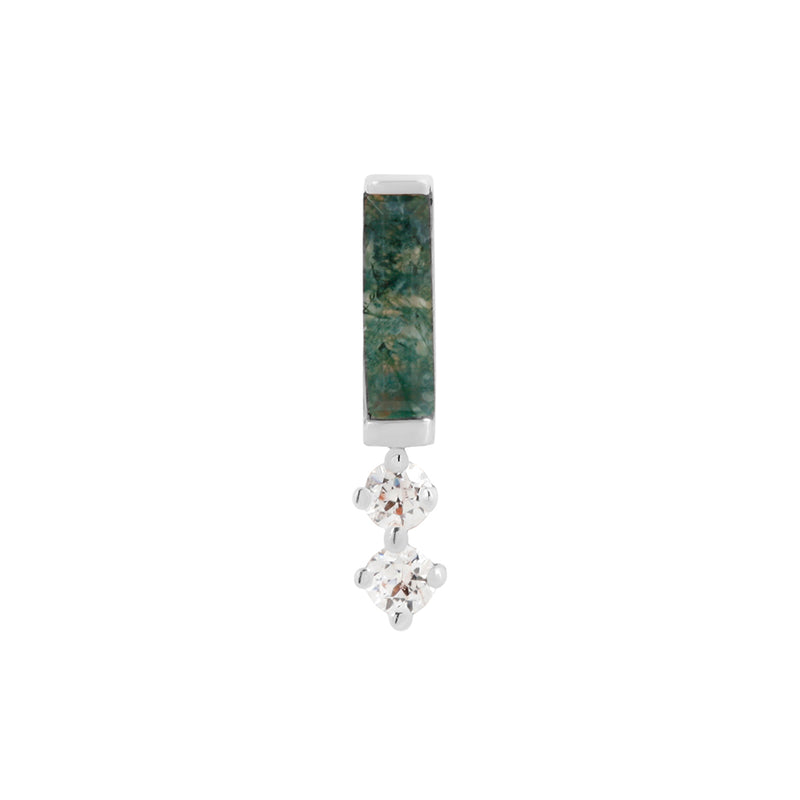 Crave - Moss Agate + CZ - Threadless End Threadless Ends Buddha Jewelry White Gold  