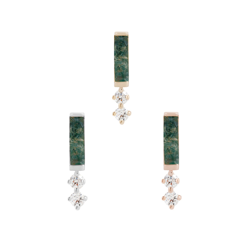 Crave - Moss Agate + CZ - Threadless End Threadless Ends Buddha Jewelry   