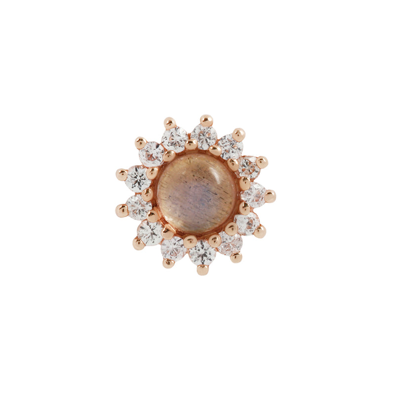 Delphine - Labradorite + White Sapphire - Threadless End Threadless Ends Buddha Jewelry Rose Gold  