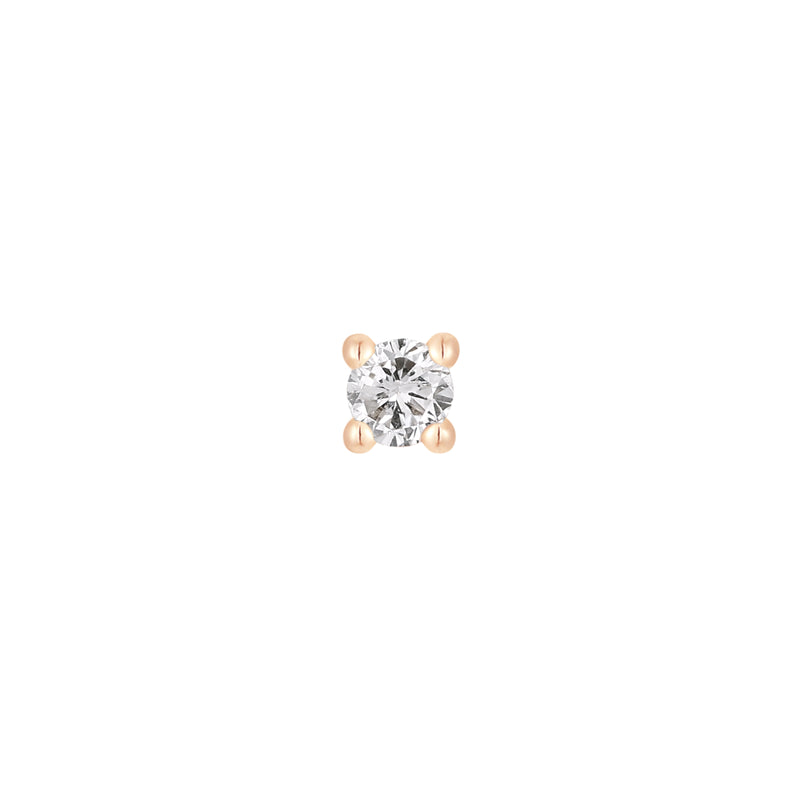 Genuine White Diamond Prong - Threadless End Threadless Ends Buddha Jewelry Rose Gold 3.0mm 