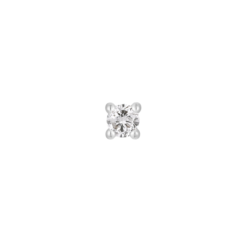 Genuine White Diamond Prong - Threadless End Threadless Ends Buddha Jewelry White Gold 3.0mm 