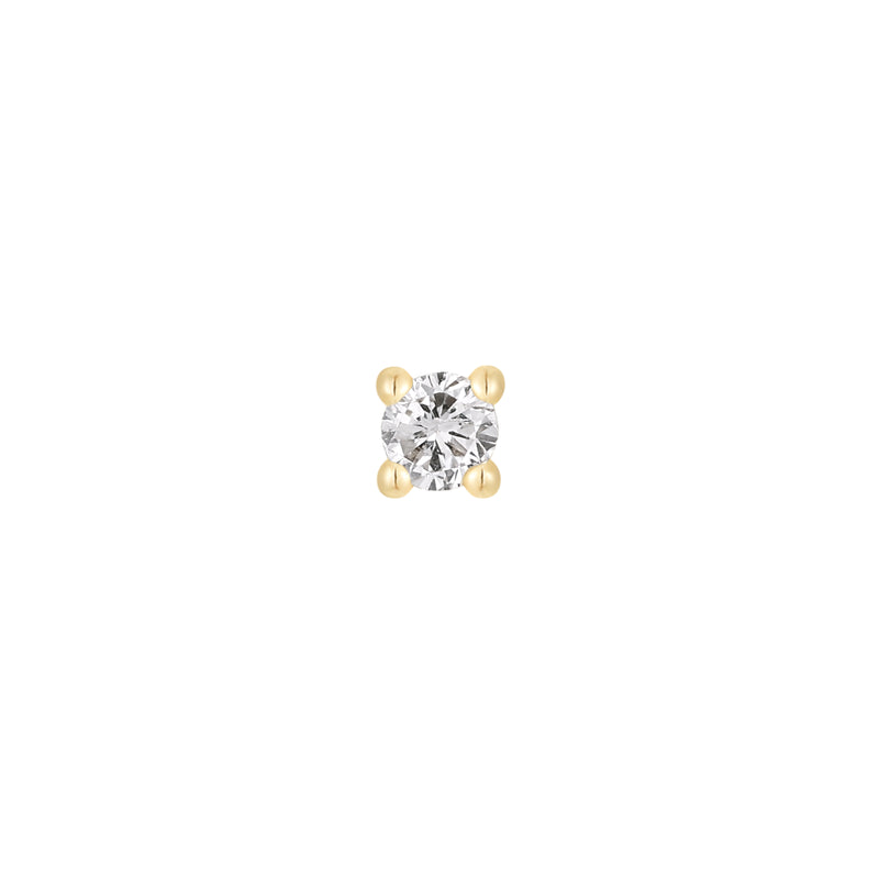 Genuine White Diamond Prong - Threadless End Threadless Ends Buddha Jewelry Yellow Gold 1.5mm 