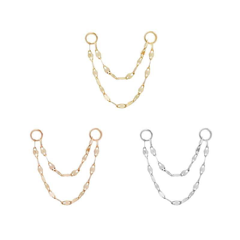 Double Tile Chain - Solid 14kt Gold Chains Buddha Jewelry   