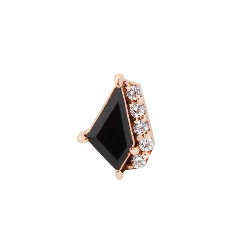 Elevate - Black Spinel + CZ - Threadless End Threadless Ends Buddha Jewelry Rose Gold  