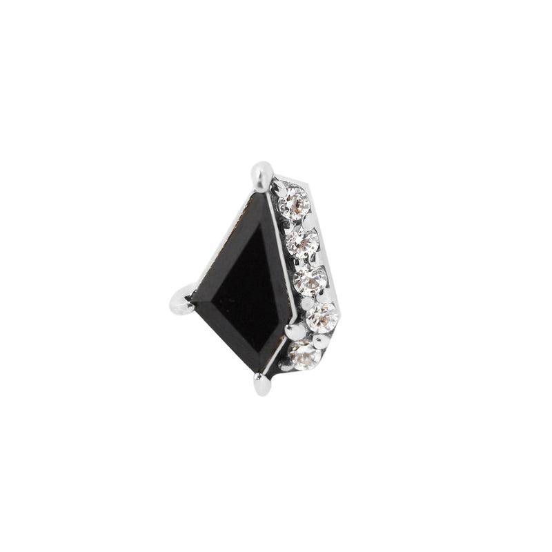 Elevate - Black Spinel + CZ - Threadless End Threadless Ends Buddha Jewelry White Gold  