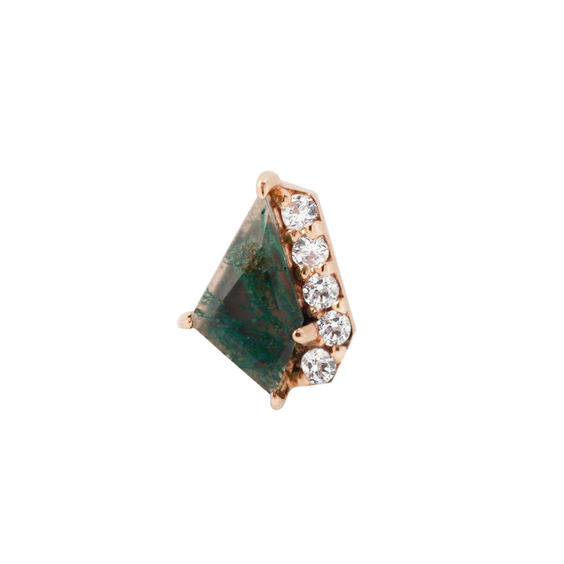 Elevate - Moss Agate + CZ - Threadless End Threadless Ends Buddha Jewelry Rose Gold  