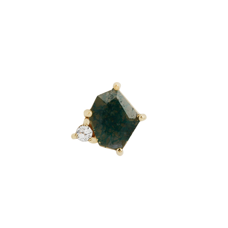 Elicit - Moss Agate + CZ - Threadless End Threadless Ends Buddha Jewelry   