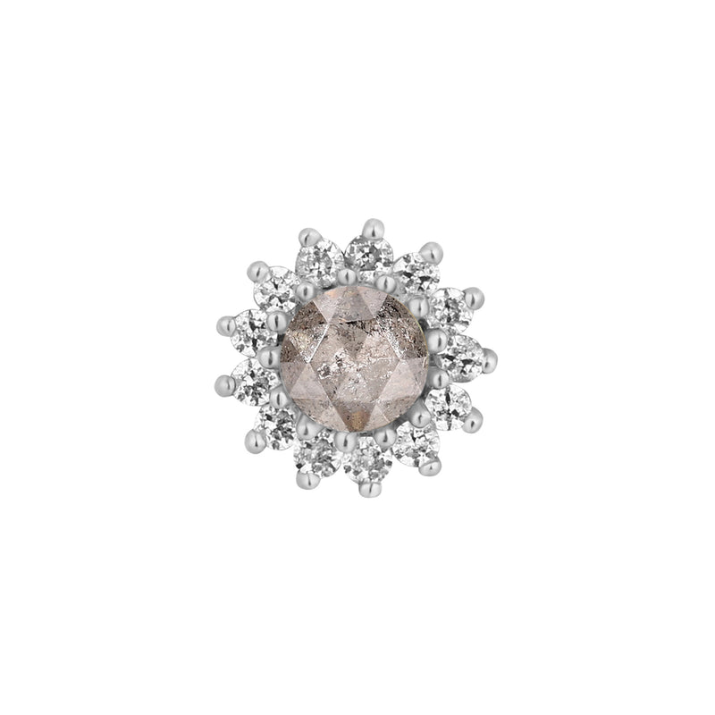 Delphine - Grey Diamond + White Sapphire - Threadless End Threadless Ends Buddha Jewelry White Gold  