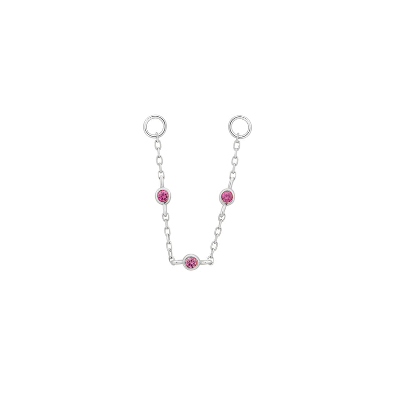 3 Bezel Pink Sapphire Chain Chains Buddha Jewelry White Gold  