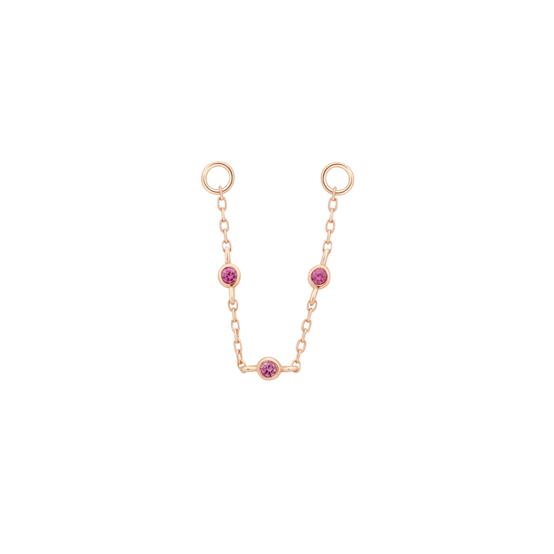 3 Bezel Pink Sapphire Chain Chains Buddha Jewelry Rose Gold  