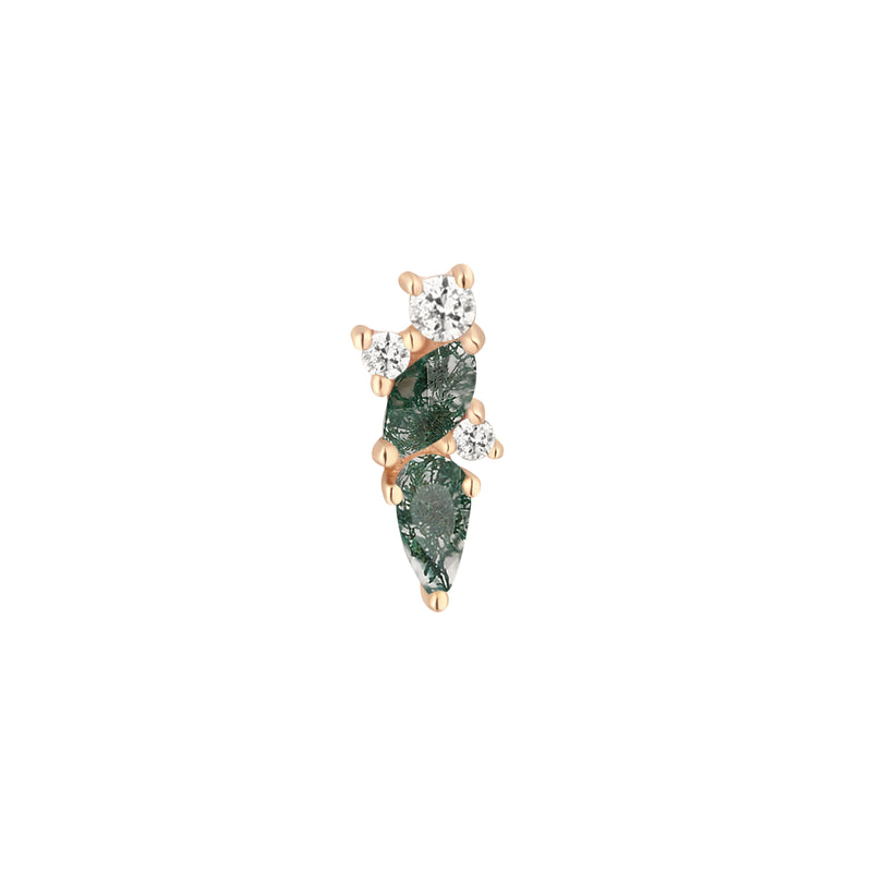 Visionary - Moss Agate + White Topaz - Threadless End Threadless Ends Buddha Jewelry White Gold  