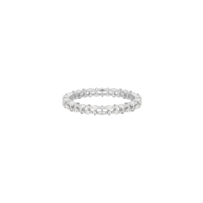 RION x Buddha Jewelry Love Conquers All Finger Ring - White Sapphire Finger Ring RION x Buddha Jewelry White Gold Size 6 