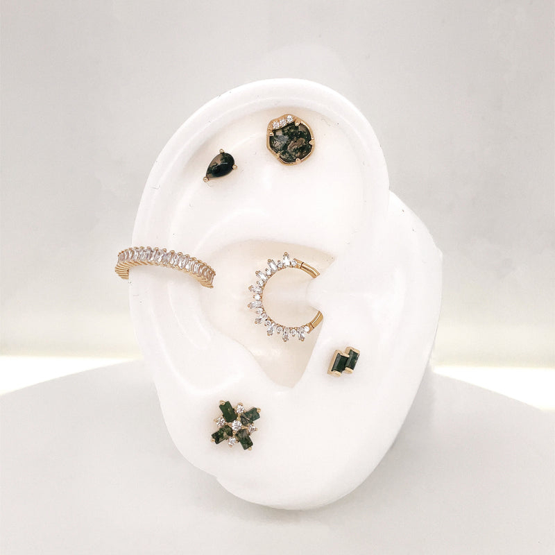Covet - Moss Agate + CZ - Threadless End Threadless Ends Buddha Jewelry   