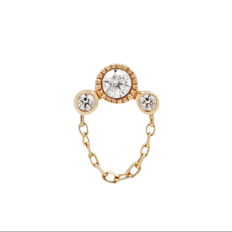 Halston - Genuine Diamond + Chain - Threadless End Threadless Ends Buddha Jewelry Yellow Gold  